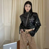 Niche Fashion American High Street Biker Jackets Harajuku Y2k Fashion Popular High Waist Sweet Cool Coats Punk Harajuku Clothes