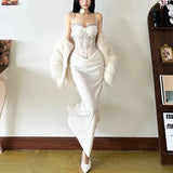 Pbong  Autumn and Spring New Women's Solid Color Slim Fit High Waist Fashionable Sling Sleeveless Backless Dress