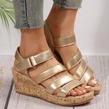 Pbong  New Summer Fashion Wedge Sandals for Women Gold Silver Roman Style Peep Toe Platform Sandalias Mujer Thick Bottom Beach Shoes