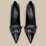 Pbong  High Heeled Shoes for Women Spring/summer New Item Pointed Thin Single Shoes Black Light Mature High Heels Womens Pumps