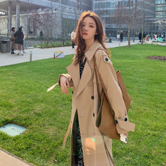 Spring Woman Long Trench Coat Fashion Korean Streetwear Loose Cloak Casual Elegant Khaki Black Women's Windbreaker Coat New