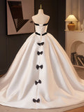 Pbong  White Satin Light Wedding Dress New  Elegant Small Size Strapless Bridal Gown High Quality Fabric Princess Style Long Skirt
