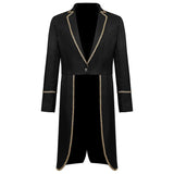 New Men's Gold Border Halloween Tailcoat Medieval Retro Medium Length Punk Tailcoat Cosplay Costume Fashion Trench Coat Jacket