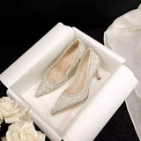 Pbong  New Women's High Heels Stiletto Heels Sequins Rhinestone Decoration Wedding Shoes Fashion Women's Dress Party Shoes