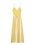 Women Solid Satin Backless Sexy Long Dress Fashion Sleeveless Bodycon Spaghetti Strap Dresses New Vocation Party Vestidos