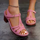 Pbong  New Sandals Summer Fashion and Lightweight Peep Toe Hihg Heels Woman Ankle Strap Casual Gladiator Sandals Plus Size 36-43