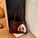 Pbong  Large Capacity Tote Bag Commuter Bag Women's Simple Underarm Bag Autumn Winter New Style City Minimalist PU Bucket Shape Magn...