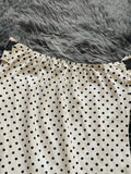 Pbong  Women Frill Trim Polka Dot Print Contrast Lace Strapless Mini Dress