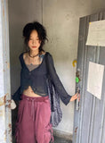 Harajuku Japan Vintage All Match Cardigan Patchwork Lace Y2k Aesthetic Punk Spliced Design High  Waist Coats Buttons Clothes