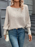 Autumn and Winter Women's New Casual One Collar Bat Sleeve Knitted Sweater