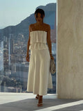 Elegant Pleated Sleeveless Tube Dress Women Retro Solid Slim Fit Evening Dresses Female New Versatile Chic Street Party Vestidos