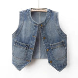 New Ladies Denim Vest Jacket 2025 Summer Retro Versatile Women's Waistcoat Tops Round Neck Sleeveless Female Cowboy Horse Clip