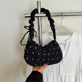 Pbong  New Fashion Oxford Cloth Large Capacity Single Shoulder Bag Women's Underarm Bag Butterfly Knot Print Casual Simple City...
