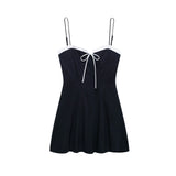 Ruffle Patchwork Y2K Streetwear Women Dress Navy Blue Fashion Tight Short Dress Sleeveless Zipper Summer Slip Dress 2025 New