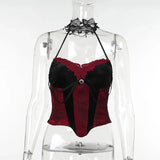 Mall Goth Streetwear Punk Style Halter Neck Crop Top Women Vintage Aesthetics Backless Y2K Tank Top Sexy Camisoles
