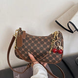 Pbong  Sweet Cherry & Pink Monogram Shoulder Bag Trendy Mini Underarm Purse for Women, Perfect for Casual Dating & Daily Stylish Outfit