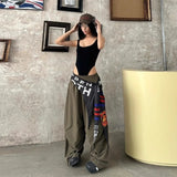 New American High Street Safari Style Long Hip Hop Pant Y2k Aesthetic Puffly Wide Leg Trousers Personality Lrregular Accessories