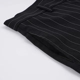 Pbong  Commuter Style Low Waist Striped Contrast  Color Suit Pants Women's Casual Straight Leg Loose Button-Fly Bottoms Fashion New