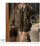 Maillard Fashion PU Leather Jacket With Lambswool Coat Both Sides Female Y2K Winter New Velvet Locomotive Cotton-padded Jacket