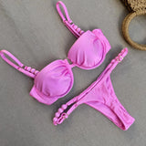 Sexy Bikini Women Swimsuit Female Swimwear Bandeau Biquini Thong Bathing Suit Shiny Swimming Suits Halter Bodysuit Beachwear