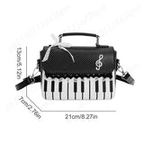 Pbong  Women PU Leather Polka Dot Crossbody Bags Piano Pattern Music Top-Handle Bags Work Daily Shoulder Bag Korean Cute Tote Handbag