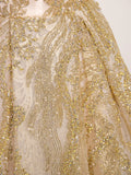 Pbong  Champagne Gold Evening Gown Women's New High-End Luxury Small Audience Banquet Elegance Hostess Tube Top Drinking Dress