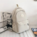Pbong  Solid Color Backpack Women Multi-pocket College Book Bag Casual Laptop Backpacks Men Schoolbag For Teenage School Bags For Girls