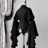 Japanese Vintage Elegant Lolita Shirt Women Victorian Gothic Flare Sleeve Blouses Female Y2k Aesthetic Casual Retro Tops Blusas