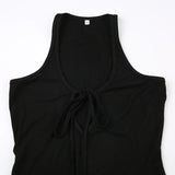 Causal Sleeveless Tie Up Long Dress