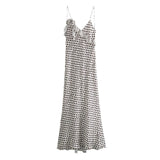 Women's Polka Dot Layered Decorative Satin Sleeveless Suspender Dress Ruffle Slim Chic Party Dress Fashion Female Clothing 2025