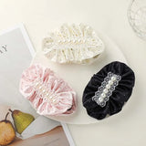 Korean Black Polka Dot Pearl Hair Clip For Women Girls Elegant Satin Banana Clip Ponytail Clip Barrette Hair Accessories
