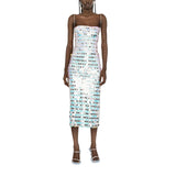 Luxury Spaghetti Strap Sleeveless Sling Cocktail Dress Women Sequins Skinny Dresses Summer Backless Party Club Dress Streetwear