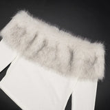 Pbong  New Autumn Furry Patchwork Long Sleeve Off-Shoulder Asymmetric Top Women's Fashion One Shoulder Temperament Elegant Top