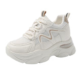 Pbong  Fashion Air Cushion Platform Sports Shoes for Women Mesh Breathable Chunky Sneakers Woman Thick Sole Anti Slip Vulcanized Shoes