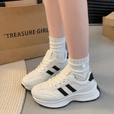 Pbong  Women's Lightweight Sports Shoes New Trendy Versatile Casual Thick-Soled Comfortable Sneakers for Women White Shoes