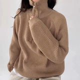 Quarter Zip Sweater Pullover Women Chunky Knit Polo Collar Oversize Jumper Sweater Jacket Teen-girl Autumn Winter Casual Outfit
