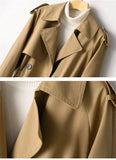 Spring Autumn Women Clothes New Women's Windbreaker Khaki Lapel Double Button Jacket Loose Trench Coat Female Outwear