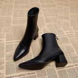 Ankle Boots for Women's Thick Heel Spring Summer Autumn Single Boots New Pointed High Heels  Shoes Mid-heel Fashion