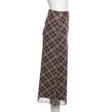 Women Spring Autumn Plaid Print Wrap Hips Skirts Fashion Ankle-Length Sexy Slim Pencil Skirts Preppy Style Girls Slit Midiskirt