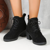 Pbong  New Women Boots Lace Up Ankle Boots Zapatos Mujer Fashion High Heels Ladies Casual Spring Pumps Platform Heel