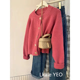 Spring Autumn 2025 Vintage Versatile Lazy Women Cardigan Sweater Coat  Loose Korean Version Female Knitted Sweater Jacket