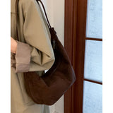 Pbong  Fashionable Niche Large Capacity Crossbody Bags Retro Suede Saddle Bag for Women  New
