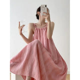 Pbong  Women's Dopaamine Gradient Color Blouse Summer Slimming Maxi Dress Sleeveless Beach Style A-Line Skirt Cleanfit Loose Waist