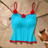 Pbong  Sexy Hollow Out Knitted Camisole Vest For Women Y2k Slim Fit Sleeveless Tops Mujer Summer New Bottoming Straples Tank Top