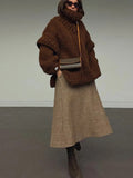 Turtleneck Fleece Sweater For Women Autumn Oversize Long Sleeve Knitted Solid Pullover Fashion Warm Loose Street wear