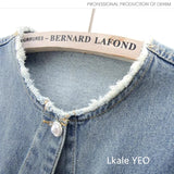 Women's Denim Jacket 2025 Spring Autumn Korean Version High-grade Lady Outerwear Round Neck Long-sleeve Ladies Short Cowboy Coat
