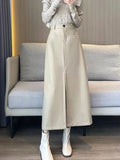 Sexy Slit Pu Long Skirt Women High Waist Slim Vintage Skirts Casual Fall Winter Lady Solid Retro American Streetwear Long Skirt