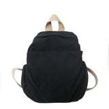 Pbong  100% Cotton Small Backpacks Solid Black Leisure Or Travel Bags Soft Canvas Packages For Women High Quality Cloth Shoulder Bags