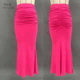 Pbong  New Autumn Solid Bodycon Ruched Long Skirt Women Sexy Elastic Elegant High Waist Mermaid Maxi Skirts Streetwear