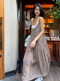 Pbong  Sexy Leopard Print Strapl Dr Women's Summer New Korean Version Retro Personali Design Bal Long Skirt